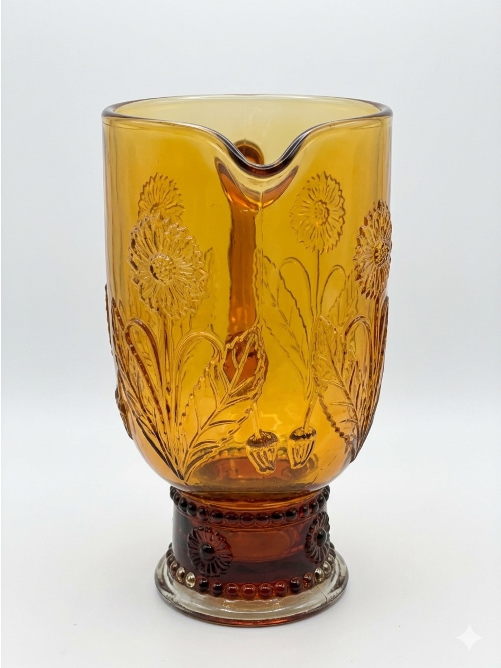 Anthropologie Helianthus Sunflower Amber Glass Water Pitcher 9.5" NEW - Picture 7 of 10
